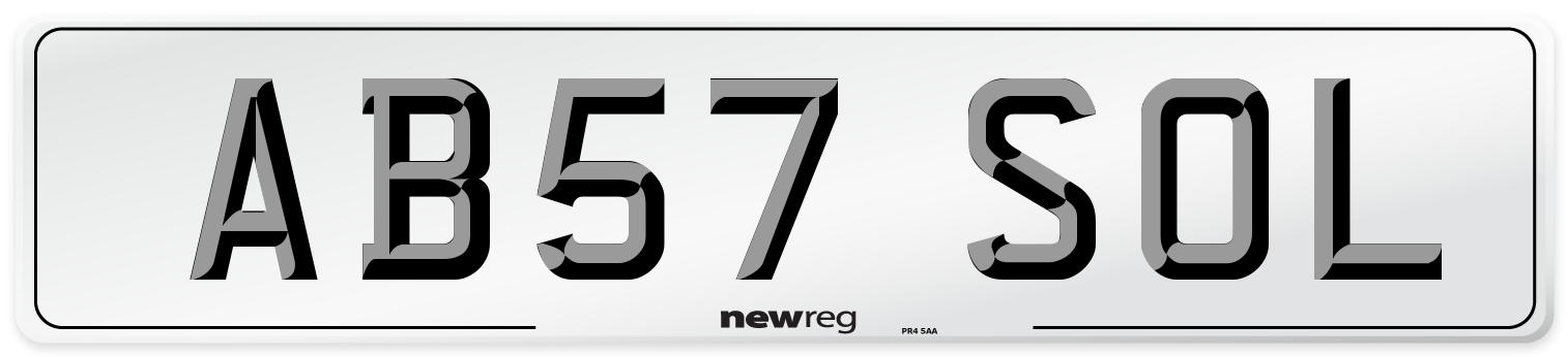 AB57 SOL Number Plate from New Reg